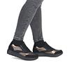 Remonte Low Wedge Laced Side Zip Shoe - Black Bronze Combi